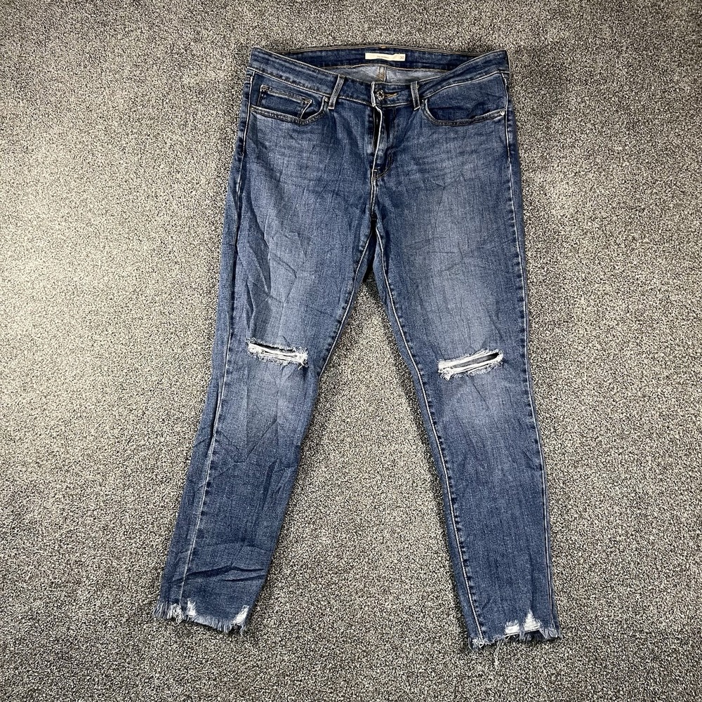 Levi's 711 Women's Size 30 Skinny Jeans Blue Distressed Stretch Denim